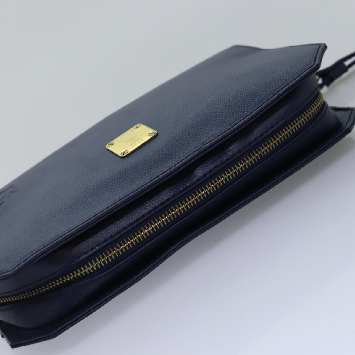 MCM Clutch Bag Leather Blue Auth 78507