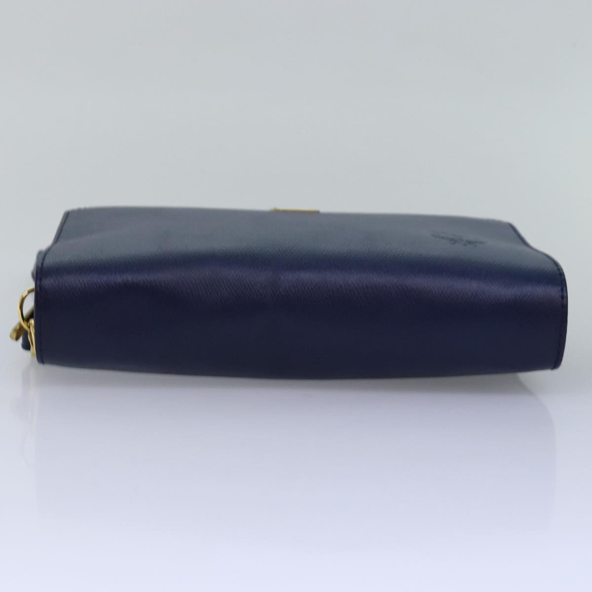 MCM Clutch Bag Leather Blue Auth 78507