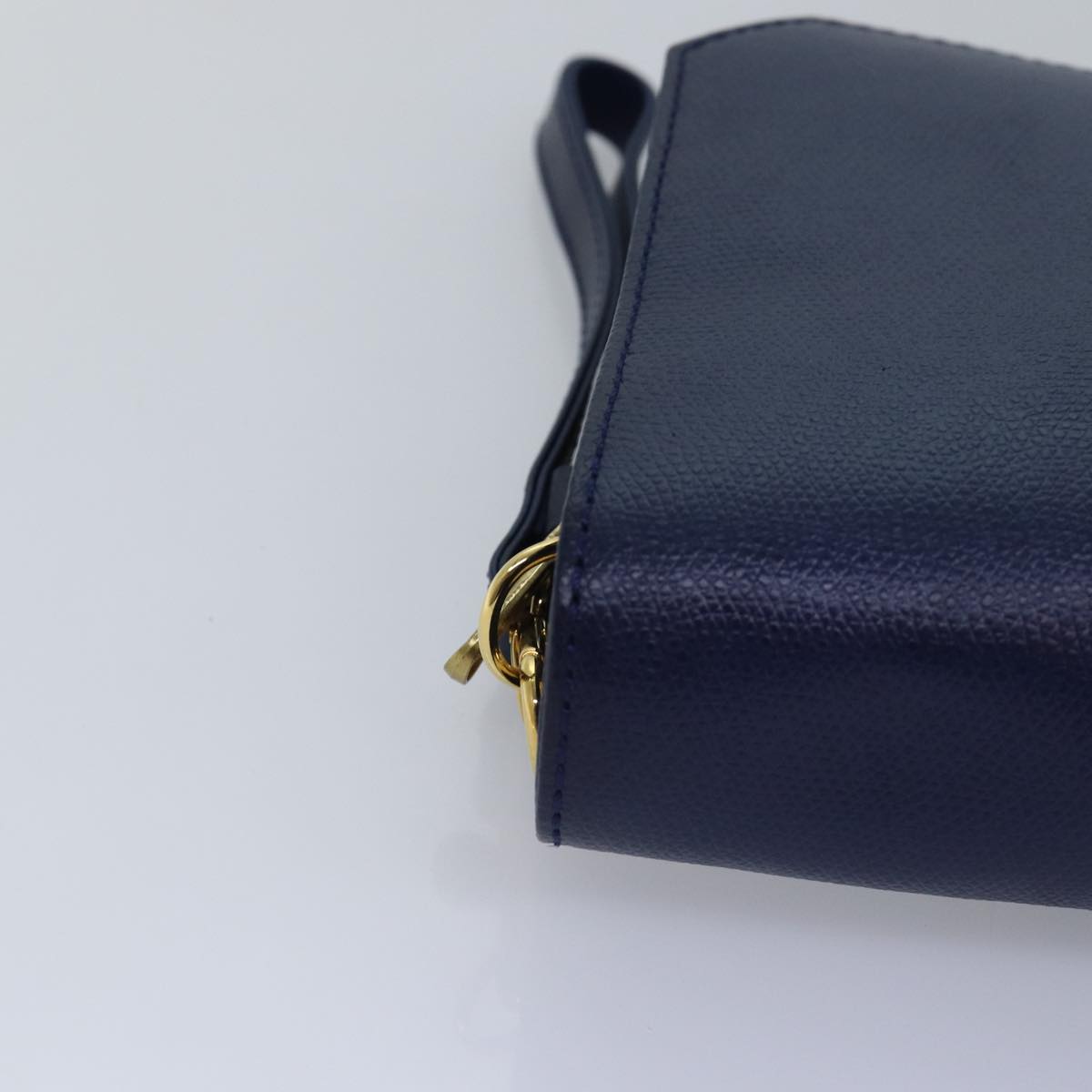 MCM Clutch Bag Leather Blue Auth 78507