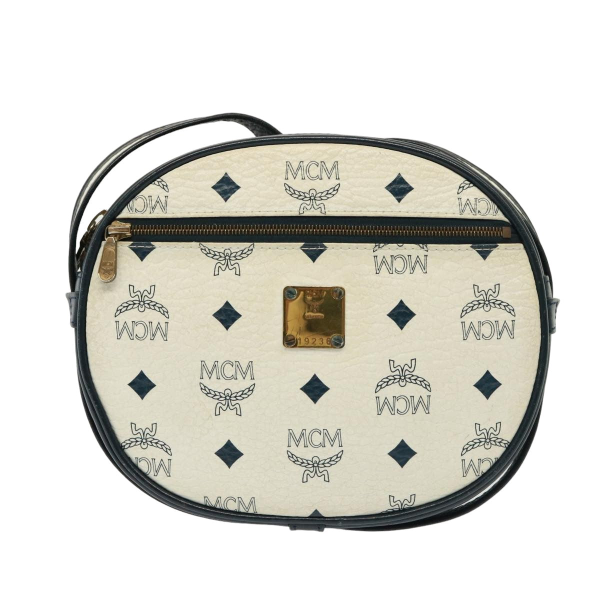 MCM Vicetos Logogram Shoulder Bag PVC White Auth 78508 - 0