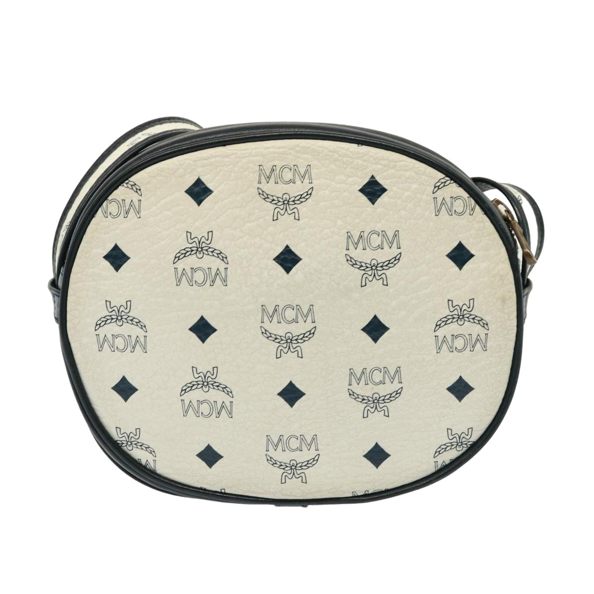 MCM Vicetos Logogram Shoulder Bag PVC White Auth 78508