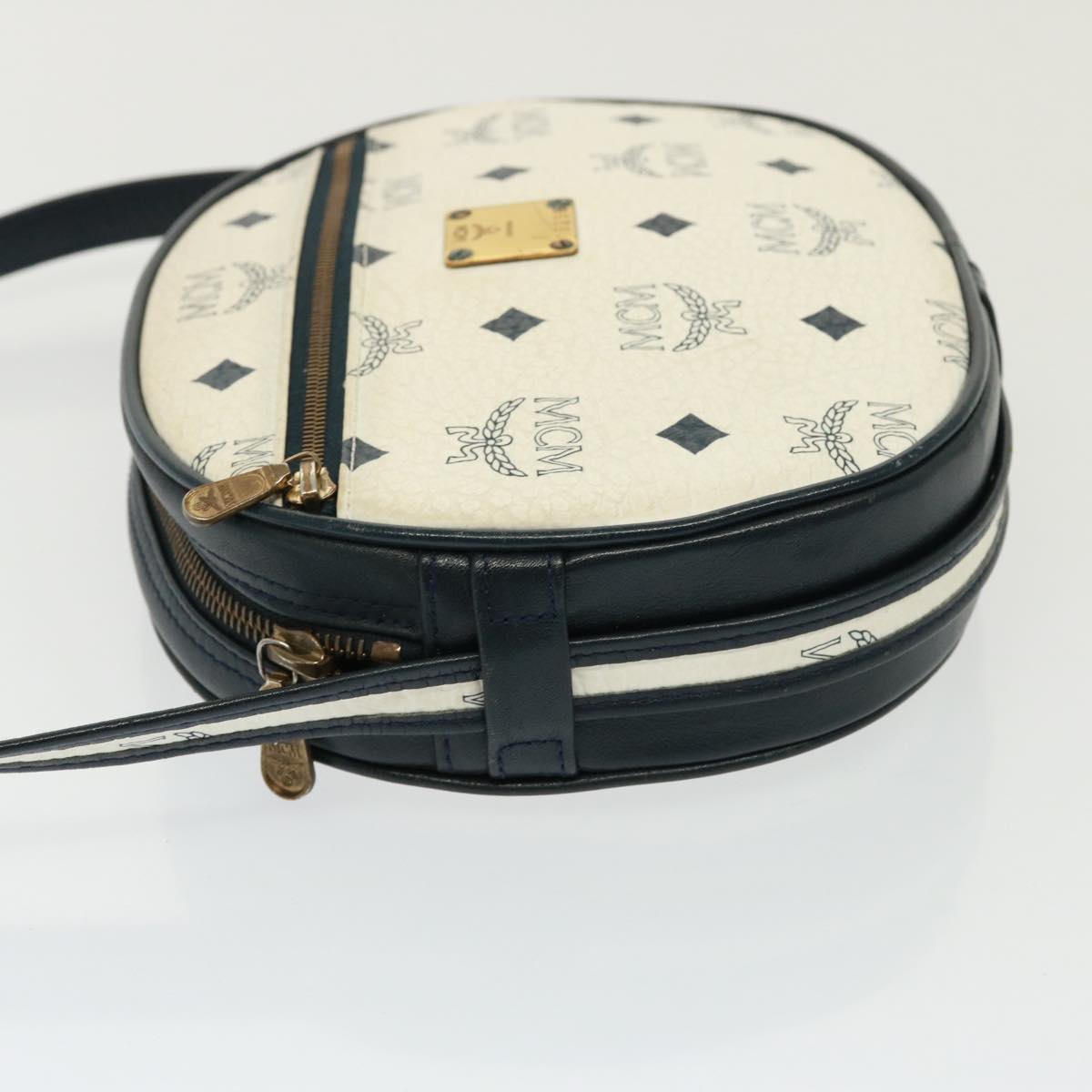 MCM Vicetos Logogram Shoulder Bag PVC White Auth 78508