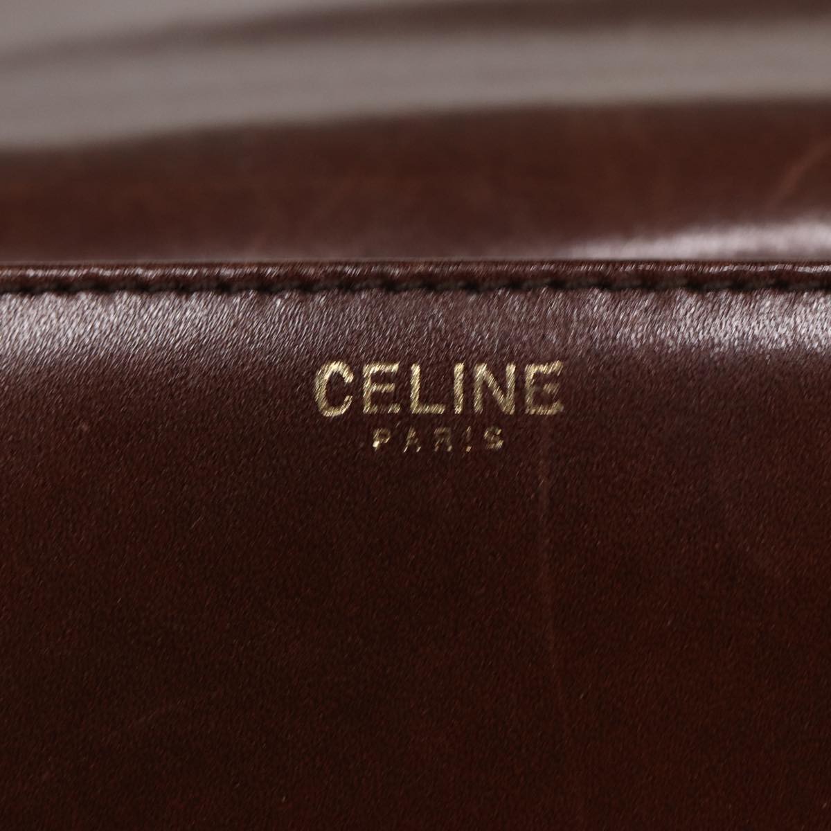 CELINE Shoulder Bag Leather Brown Auth 78512