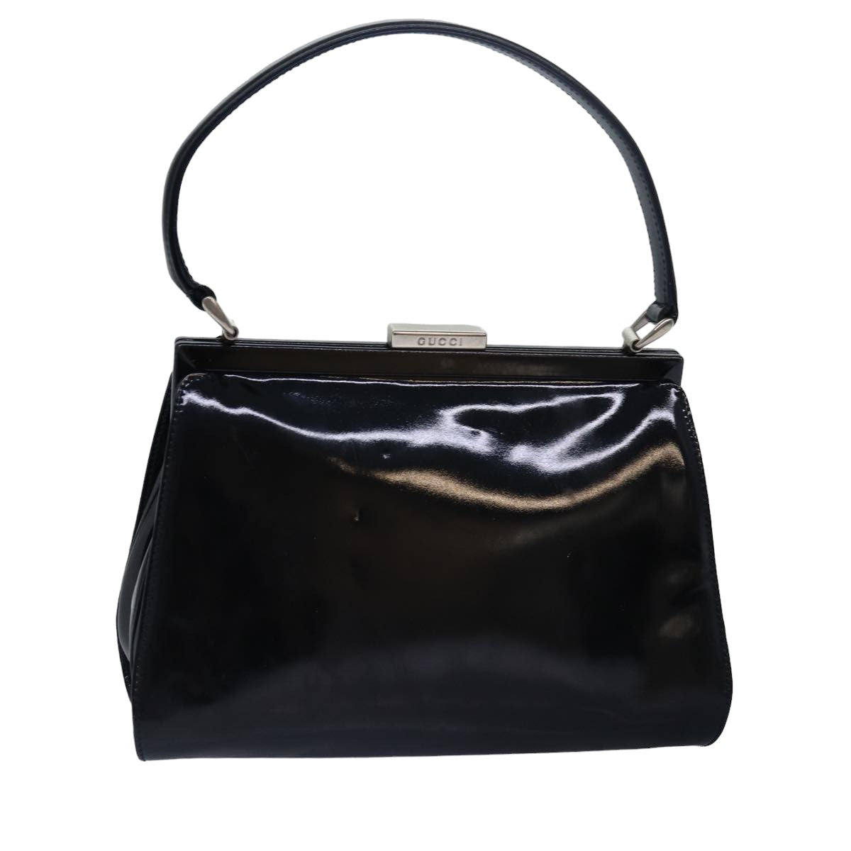 GUCCI Hand Bag Patent leather Black Auth 78516