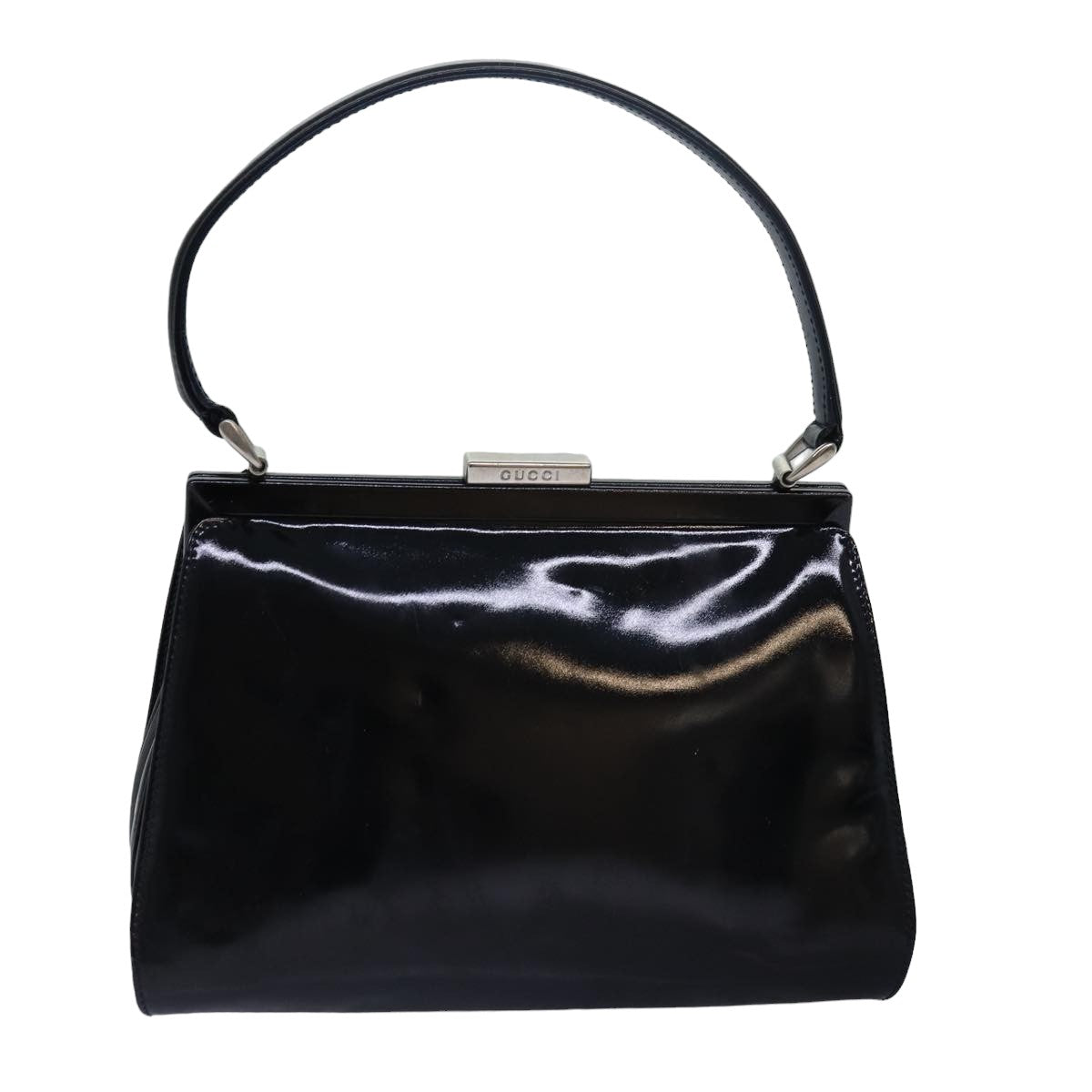 GUCCI Hand Bag Patent leather Black Auth 78516