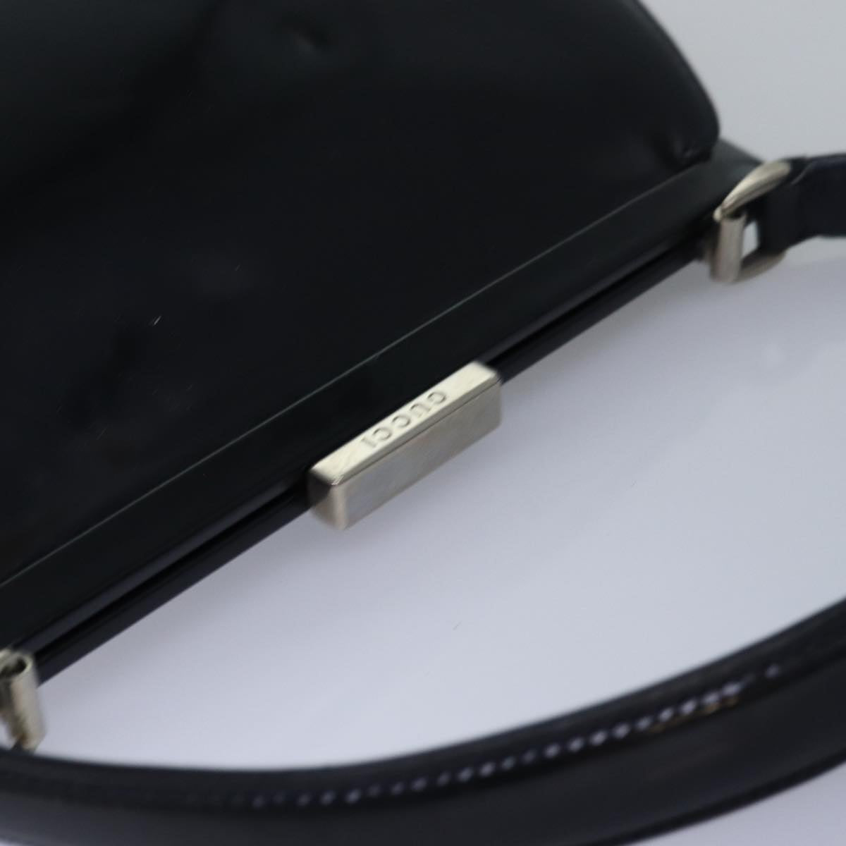 GUCCI Hand Bag Patent leather Black Auth 78516