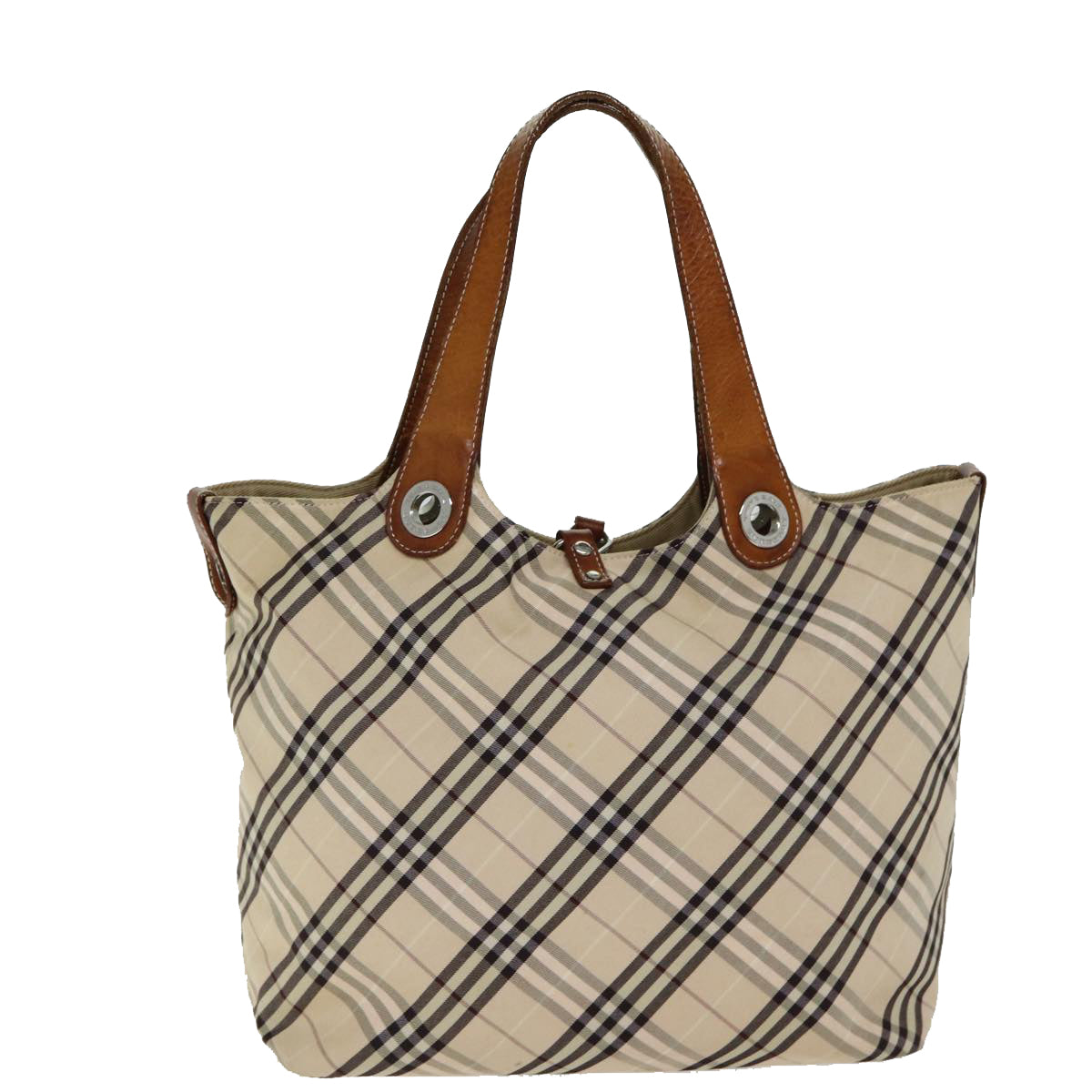 BURBERRY Nova Check Blue Label Tote Bag Beige Auth 78539