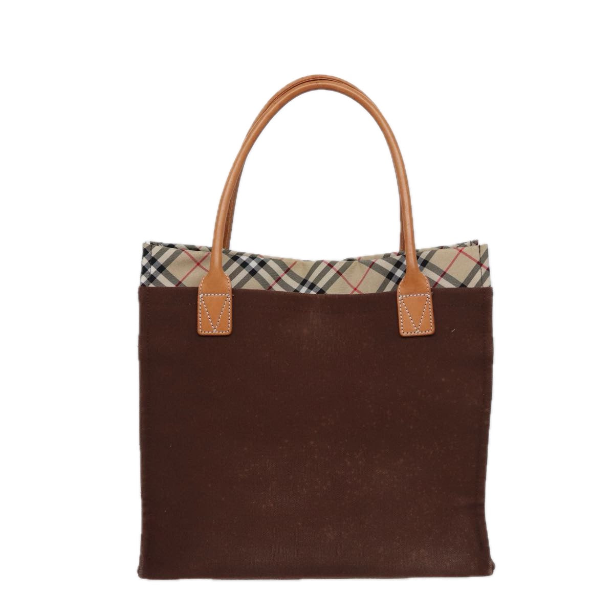 BURBERRY Nova Check Tote Bag Canvas Beige Brown Auth 78542