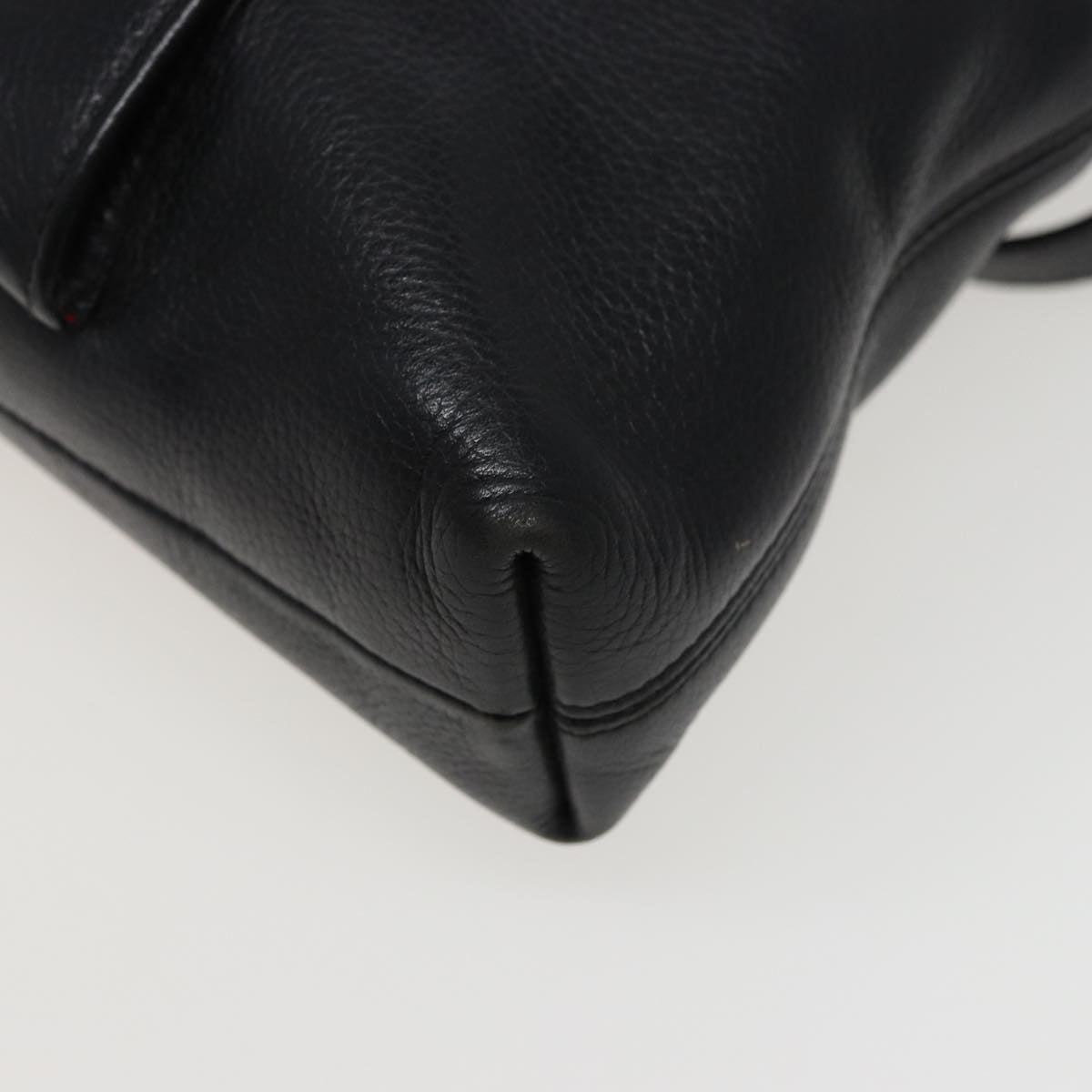 CELINE Shoulder Bag Leather Black Auth 78547