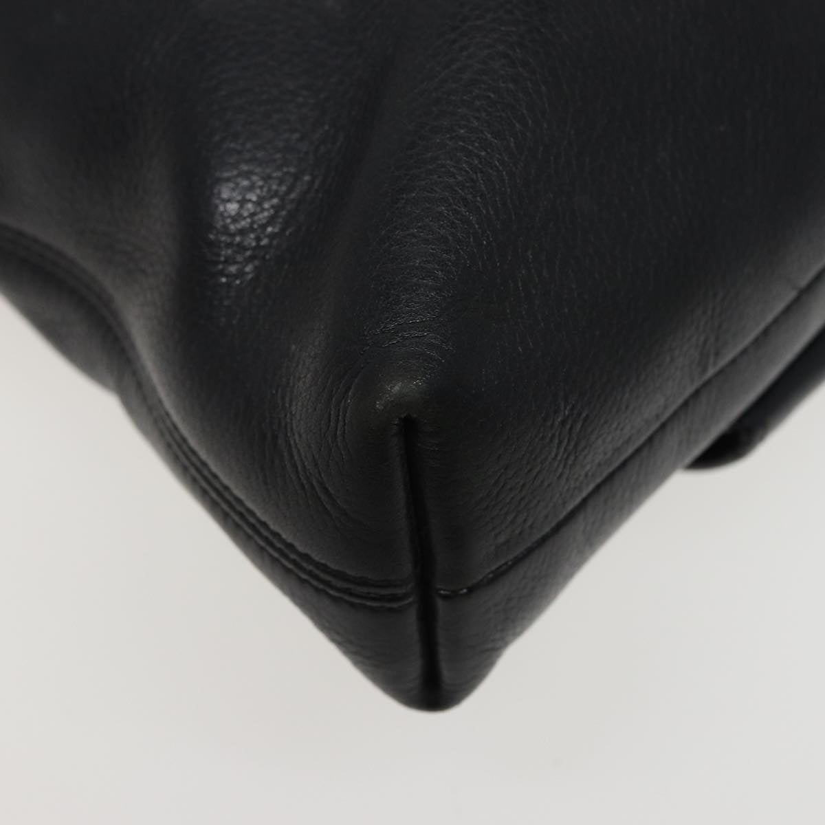 CELINE Shoulder Bag Leather Black Auth 78547