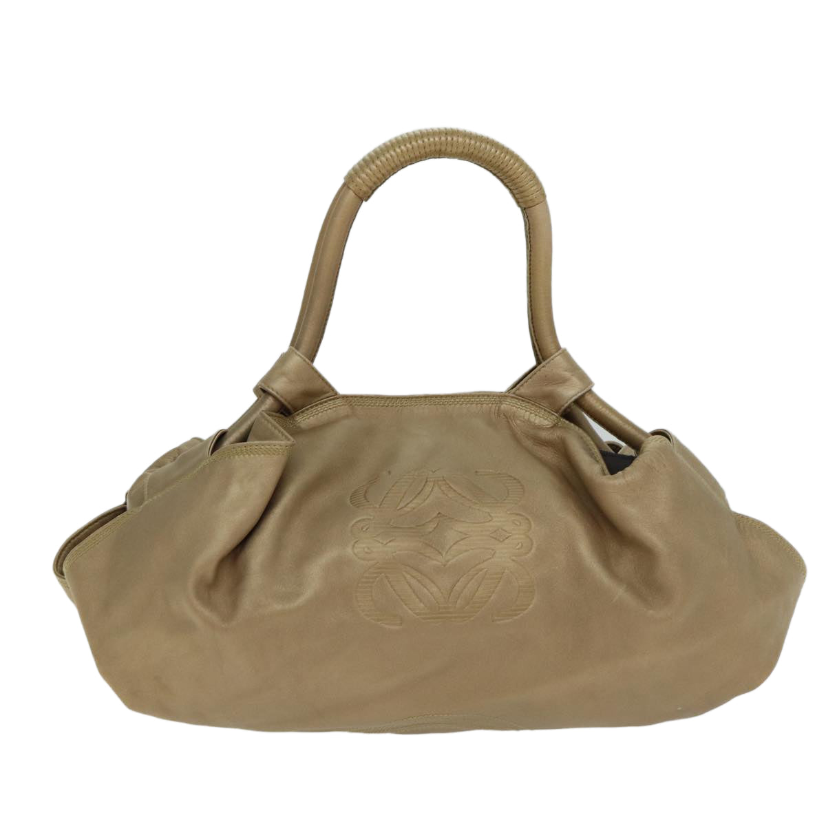 LOEWE Nappa Aire Hand Bag Leather Gold Auth 78549