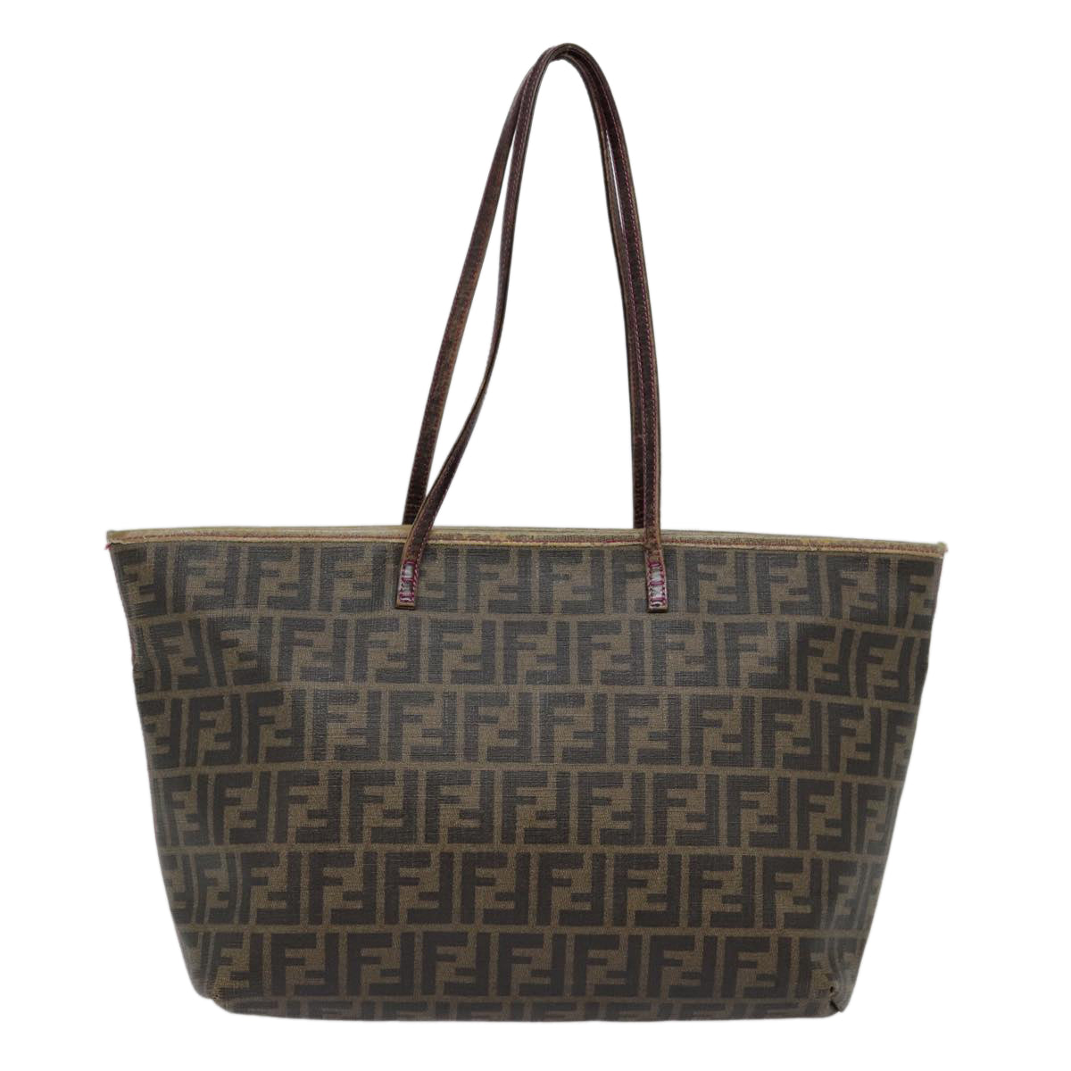 FENDI Zucca Canvas Tote Bag Brown Gold Auth 78561