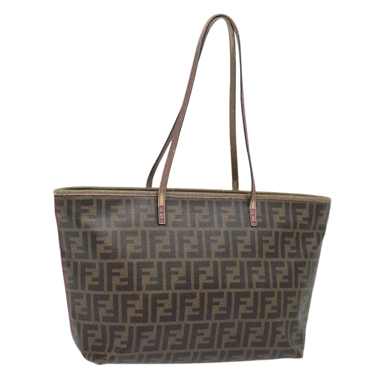 FENDI Zucca Canvas Tote Bag Brown Black gold Auth 78563