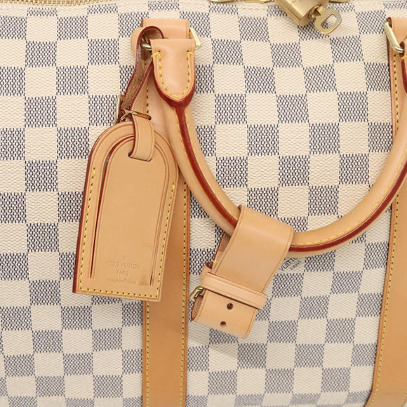 LOUIS VUITTON Damier Azur Keepall Bandouliere 55 Boston Bag N41429 Auth 78568SAV