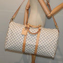 LOUIS VUITTON Damier Azur Keepall Bandouliere 55 Boston Bag N41429 Auth 78568SAV-24