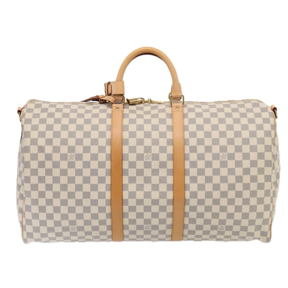 LOUIS VUITTON Damier Azur Keepall Bandouliere 55 Boston Bag N41429 Auth 78568SAV