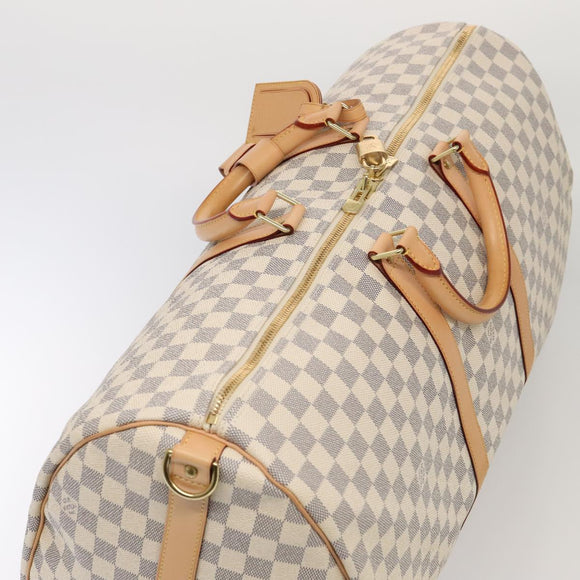 LOUIS VUITTON Damier Azur Keepall Bandouliere 55 Boston Bag N41429 Auth 78568SAV