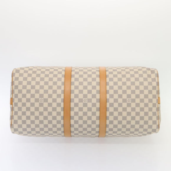 LOUIS VUITTON Damier Azur Keepall Bandouliere 55 Boston Bag N41429 Auth 78568SAV