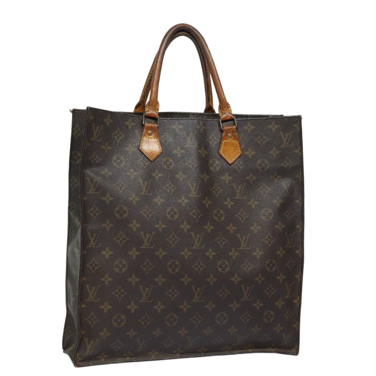 LOUIS VUITTON Monogram Sac Plat Hand Bag M51140 LV Auth 78583