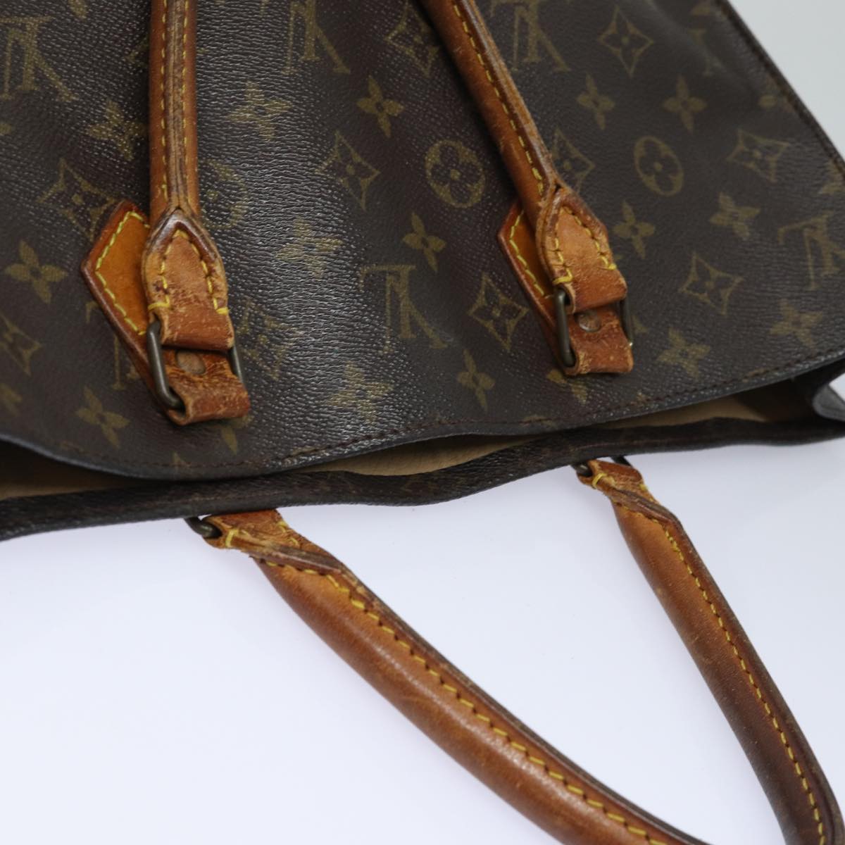 LOUIS VUITTON Monogram Sac Plat Hand Bag M51140 LV Auth 78583