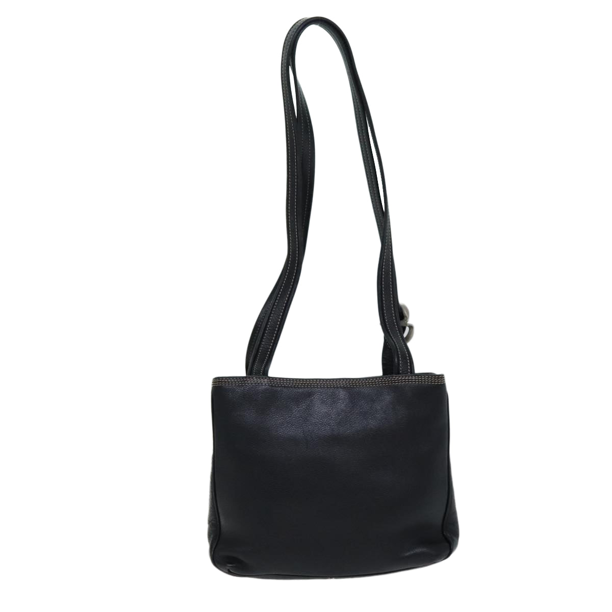 LOEWE Anagram Shoulder Bag Leather Black Auth 78603