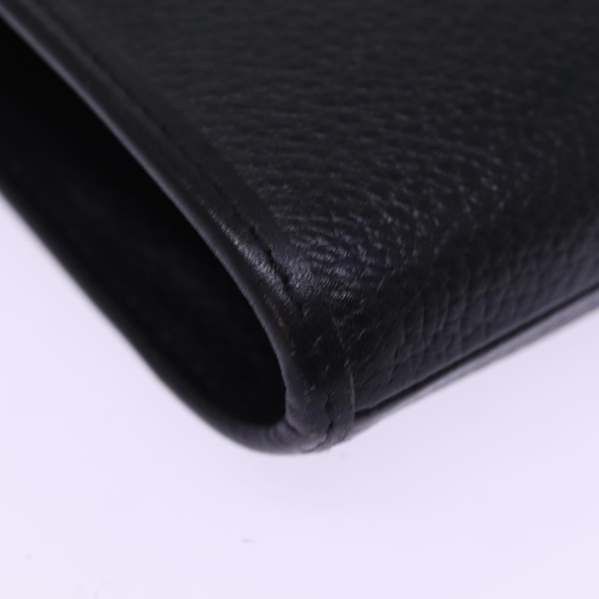 Burberrys Clutch Bag Leather Black Auth 78604