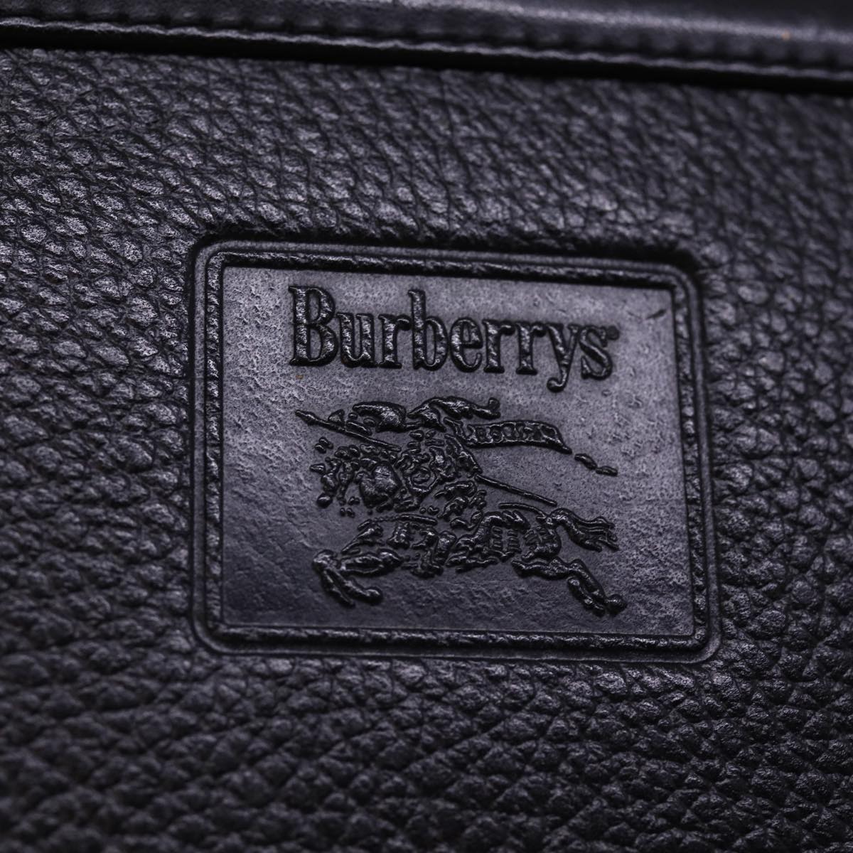 Burberrys Clutch Bag Leather Black Auth 78604