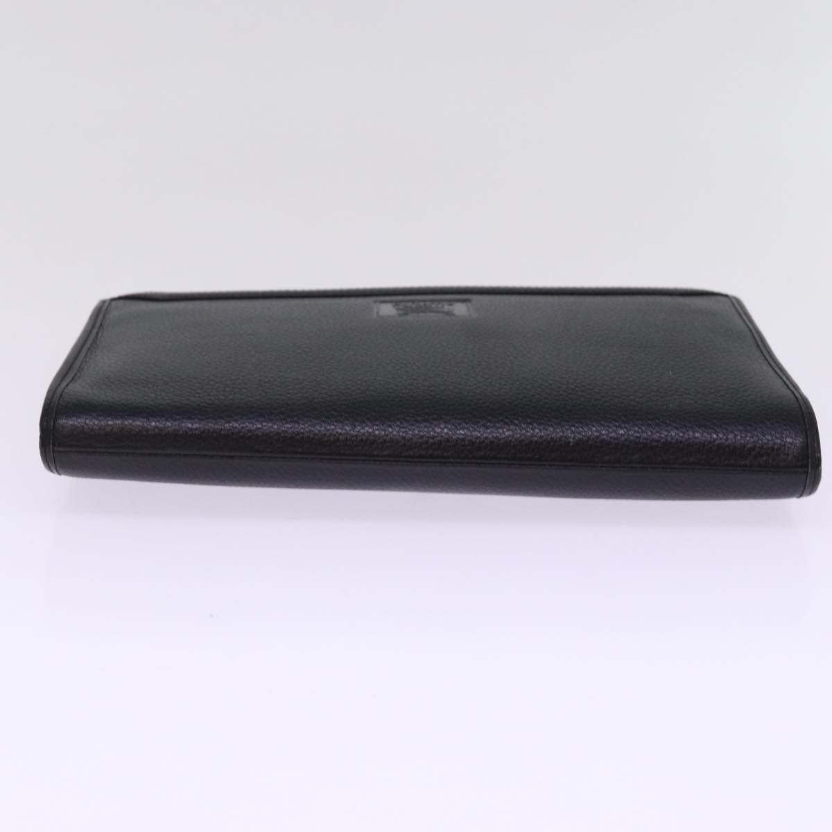 Burberrys Clutch Bag Leather Black Auth 78604