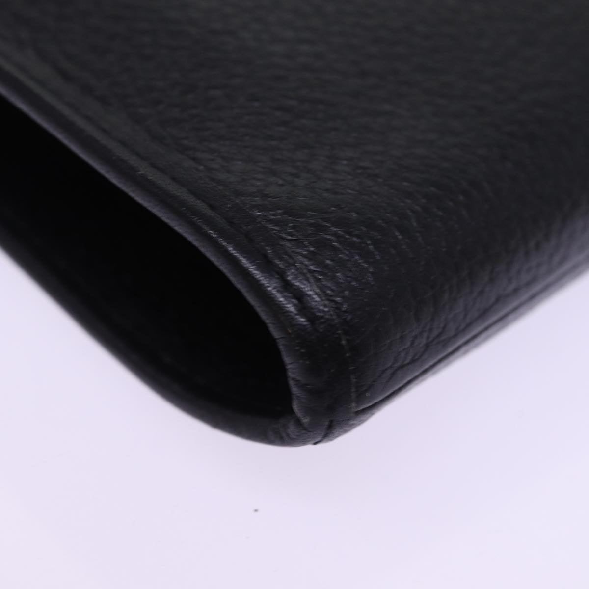 Burberrys Clutch Bag Leather Black Auth 78604