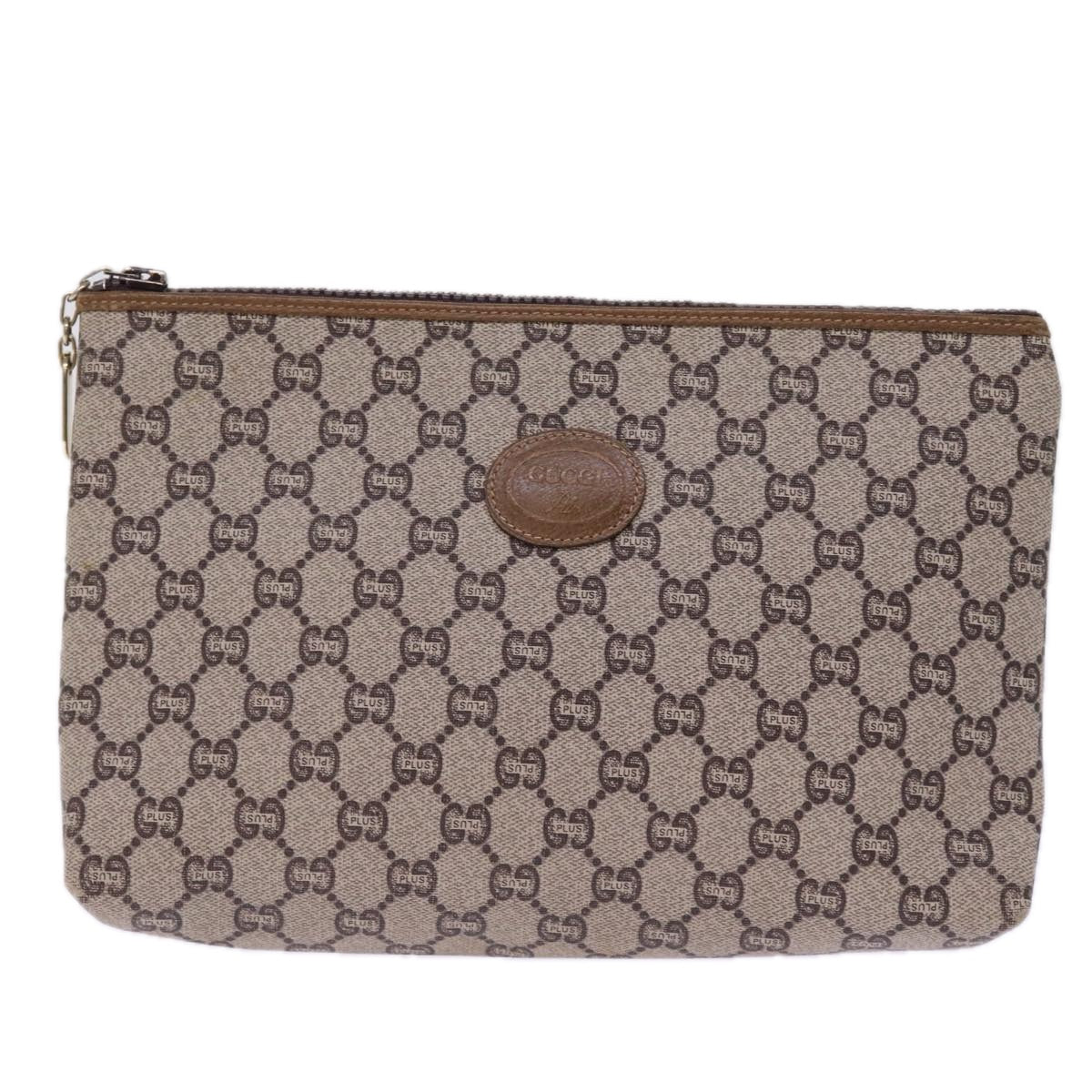 GUCCI GG Plus Supreme Clutch Bag PVC Beige Auth 78609 - 0