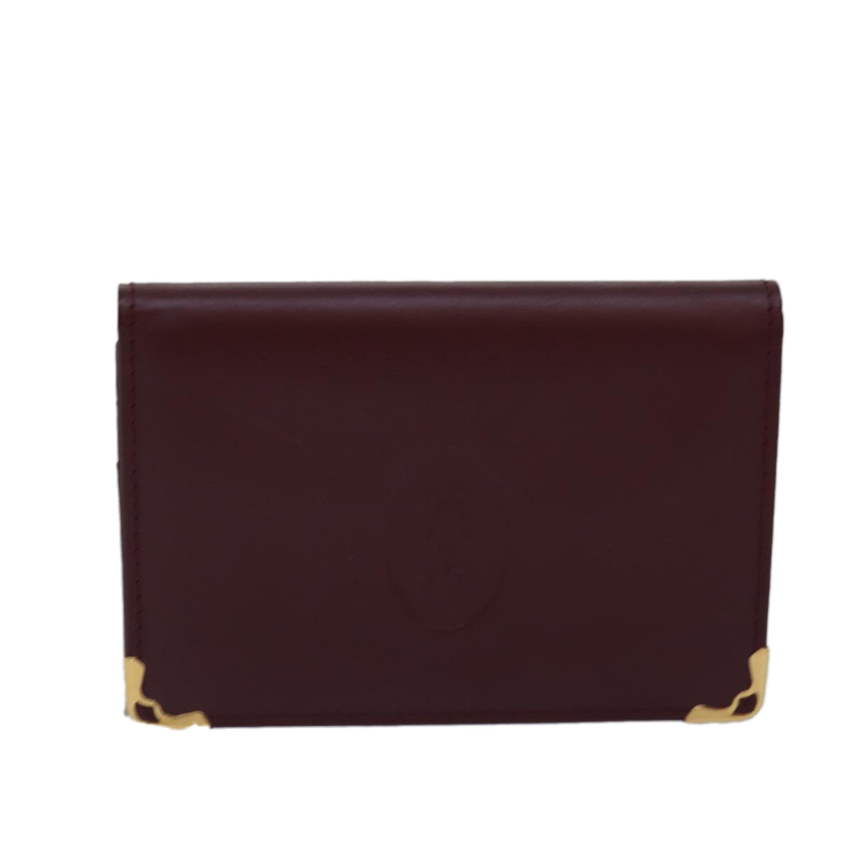 CARTIER Card Case Leather Wine Red Auth 78617 - 0