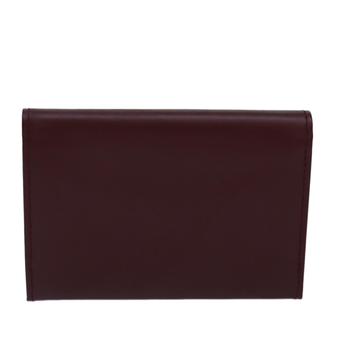 CARTIER Card Case Leather Wine Red Auth 78617