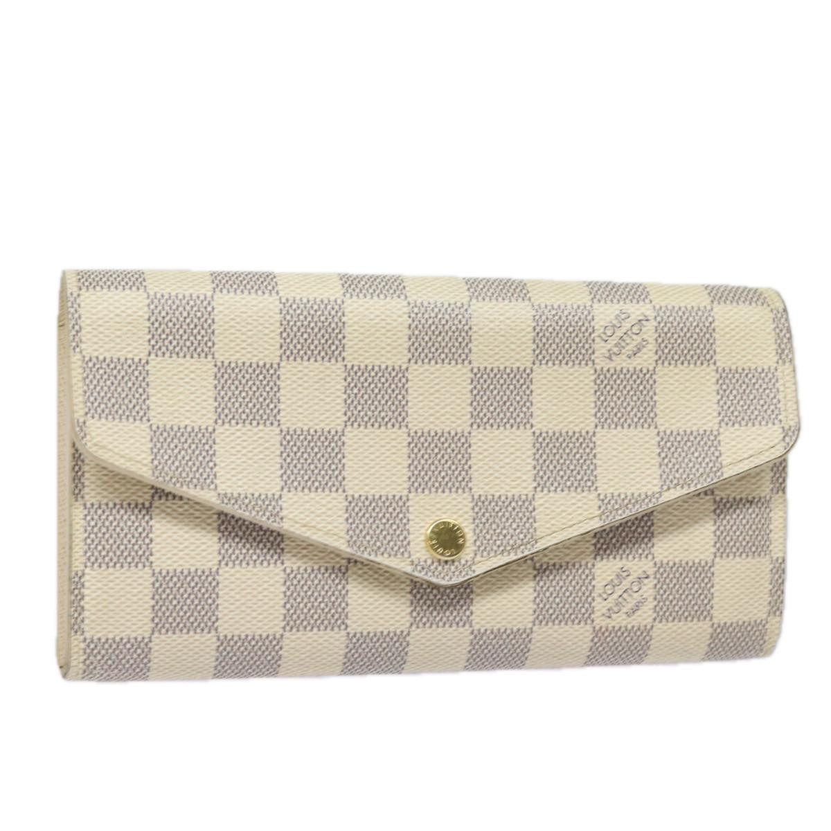 LOUIS VUITTON Damier Azur Portefeuille Sarah Long Wallet N63208 LV Auth 78638