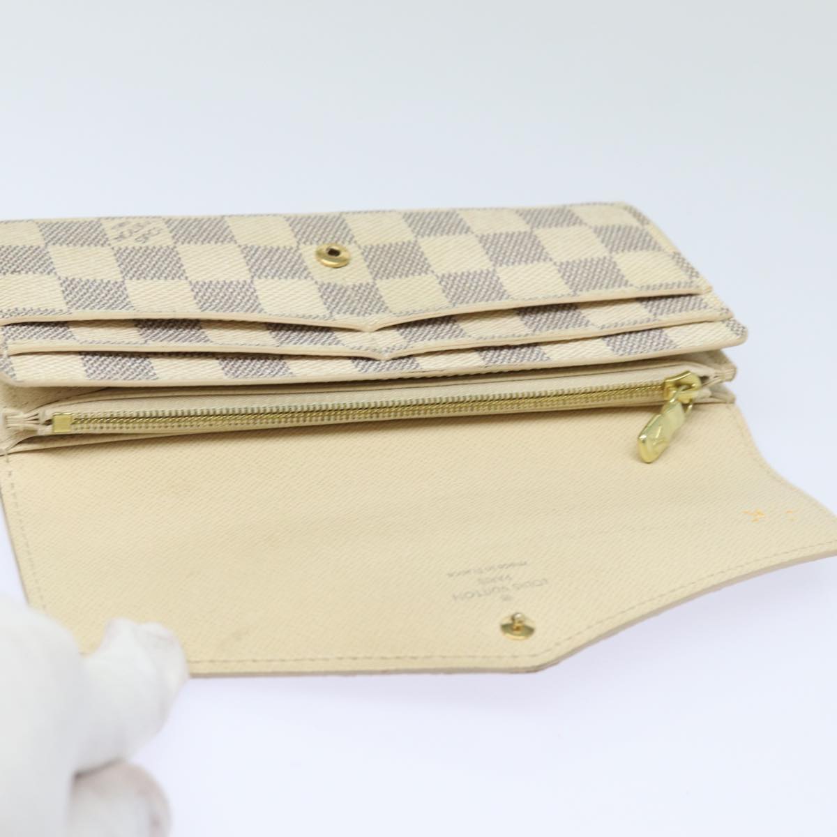 LOUIS VUITTON Damier Azur Portefeuille Sarah Long Wallet N63208 LV Auth 78638