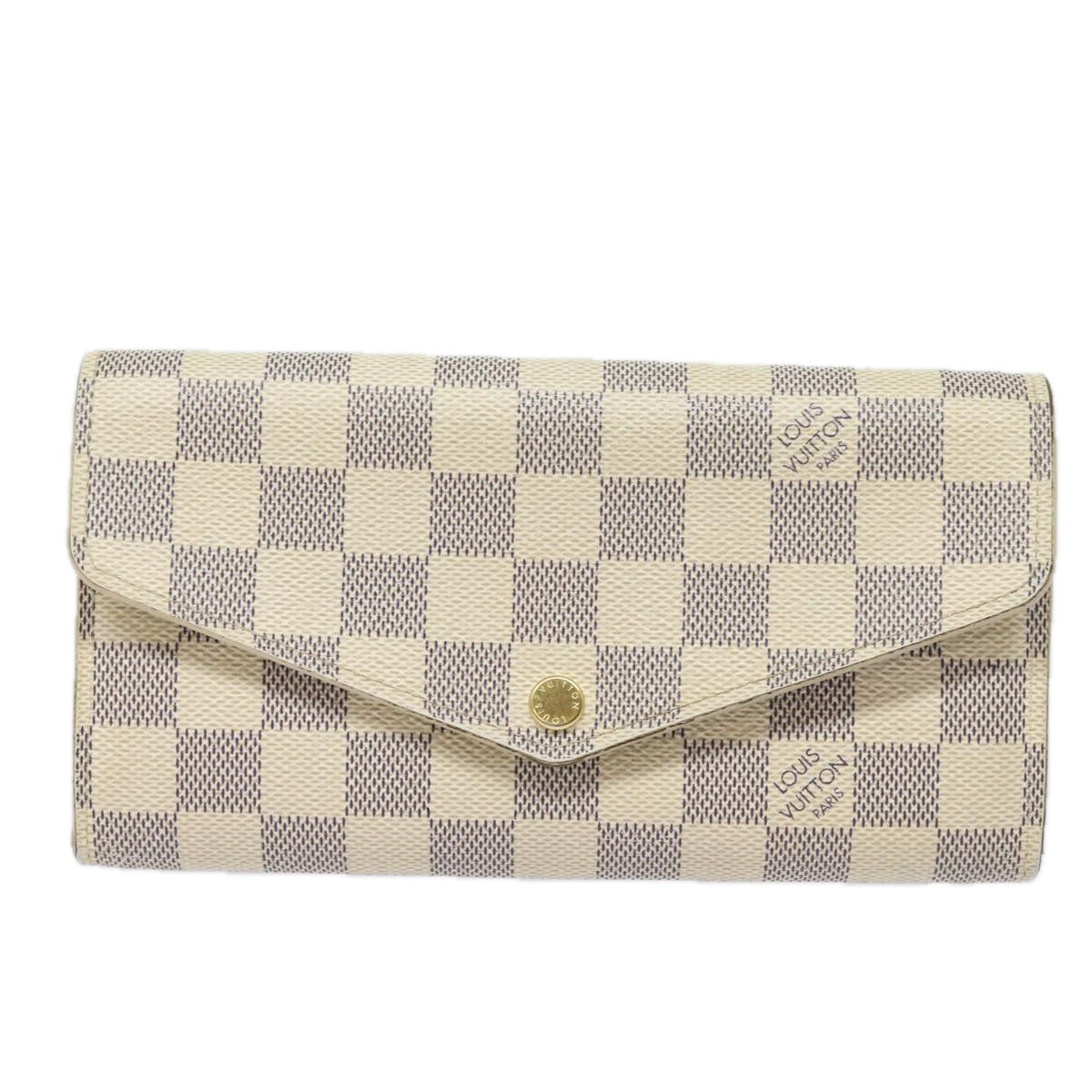 LOUIS VUITTON Damier Azur Portefeuille Sarah Long Wallet N63208 LV Auth 78638