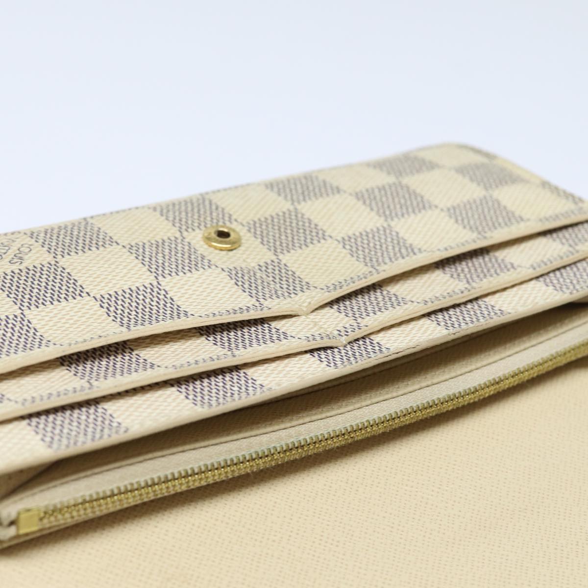 LOUIS VUITTON Damier Azur Portefeuille Sarah Long Wallet N63208 LV Auth 78638