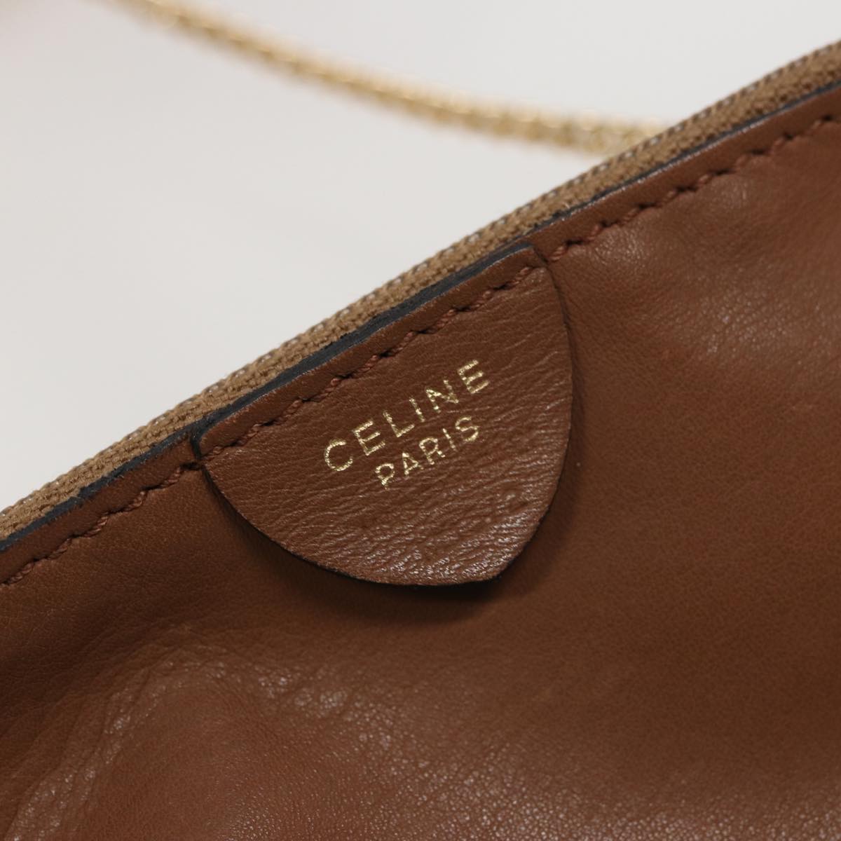 CELINE Hand Bag Leather 2way Beige Auth 78642