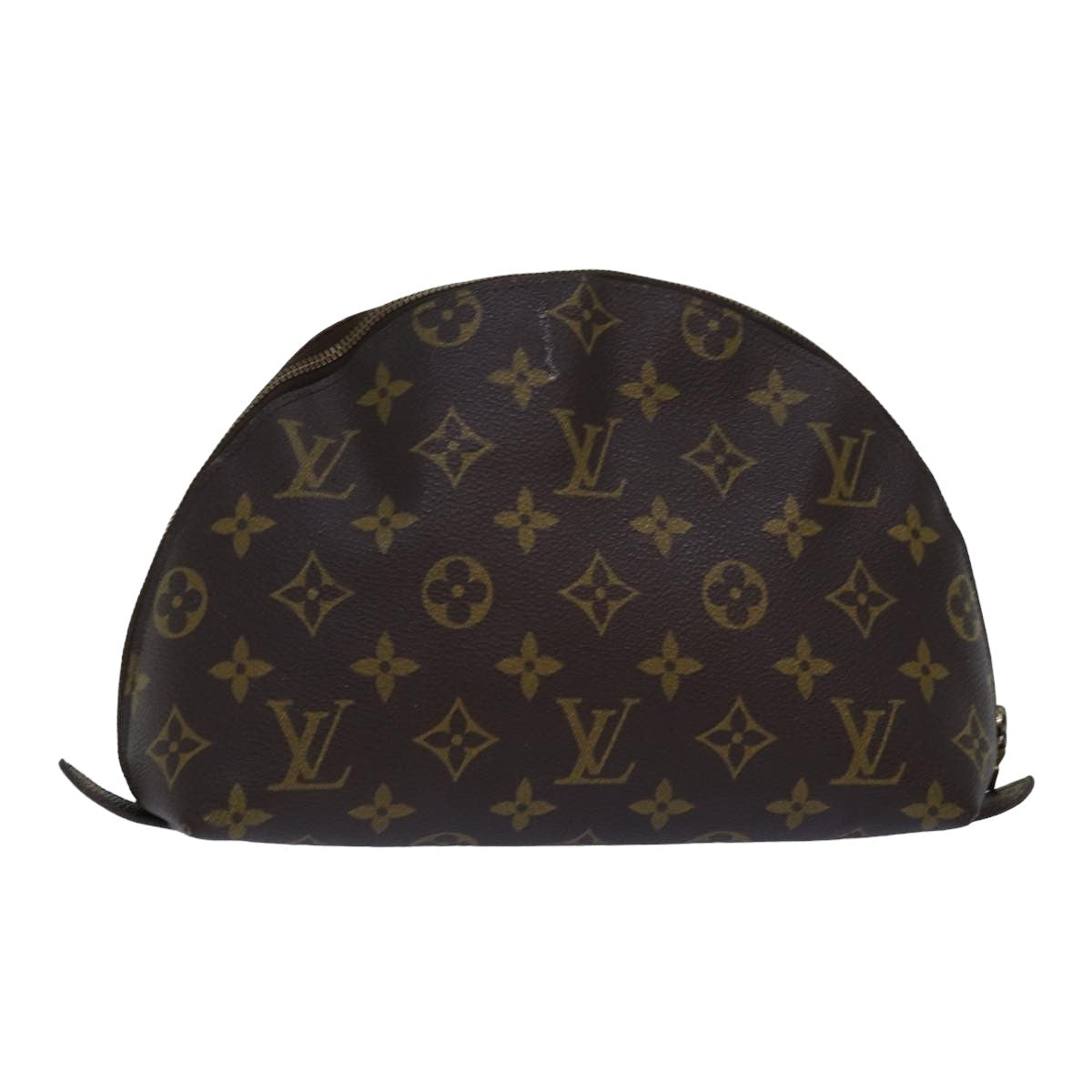 LOUIS VUITTON Monogram Trousse Demi Ronde Cosmetic Pouch M47520 LV Auth 78651