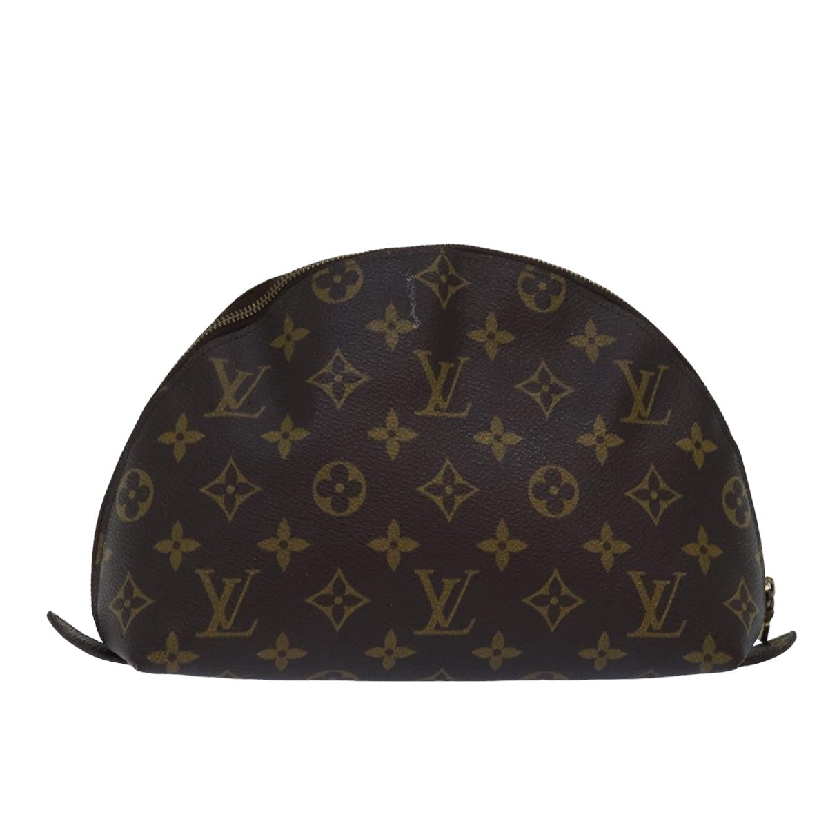 LOUIS VUITTON Monogram Trousse Demi Ronde Cosmetic Pouch M47520 LV Auth 78651