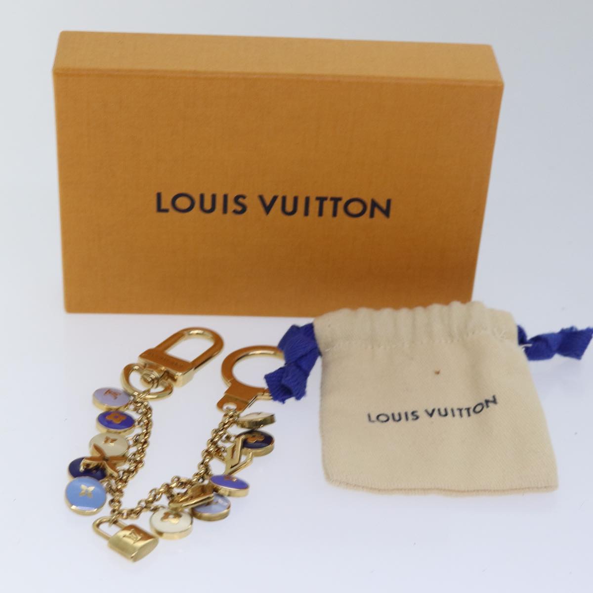 LOUIS VUITTON Monogram Porte Cles Chainne Pastilles Charm M66172 LV Auth 78655