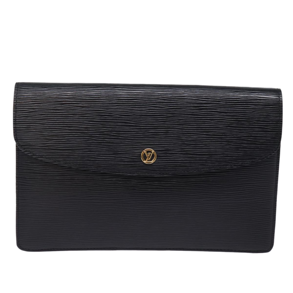 LOUIS VUITTON Epi Montaigne 27 Clutch Bag Black M52652 LV Auth 78676