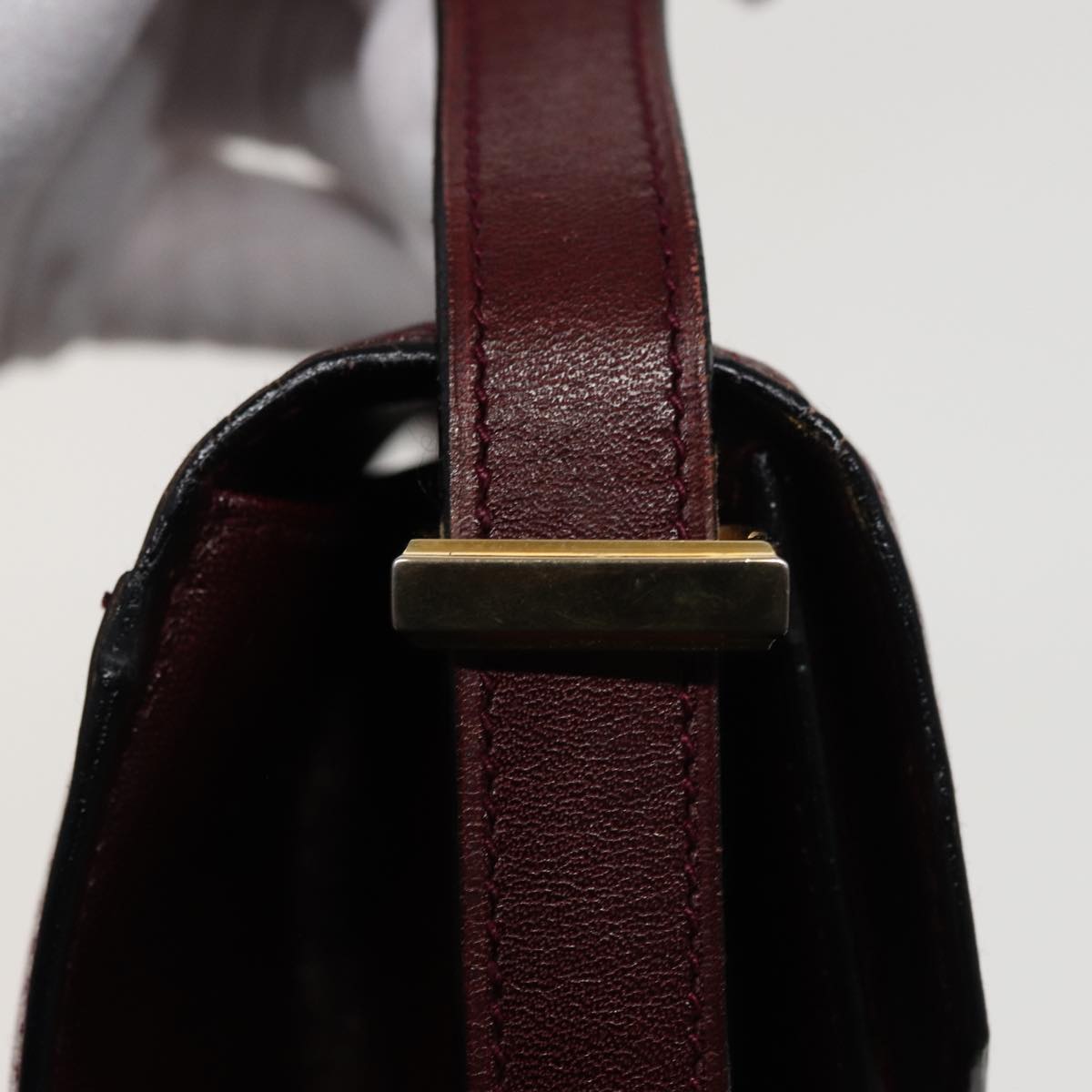 CELINE Shoulder Bag Leather Wine Red Auth 78766