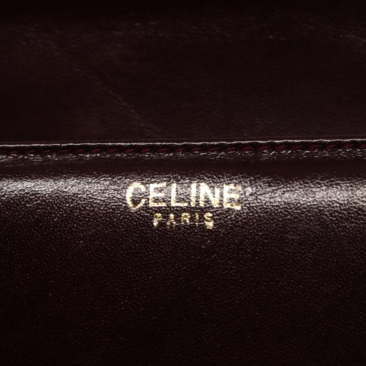 CELINE Shoulder Bag Leather Wine Red Auth 78766