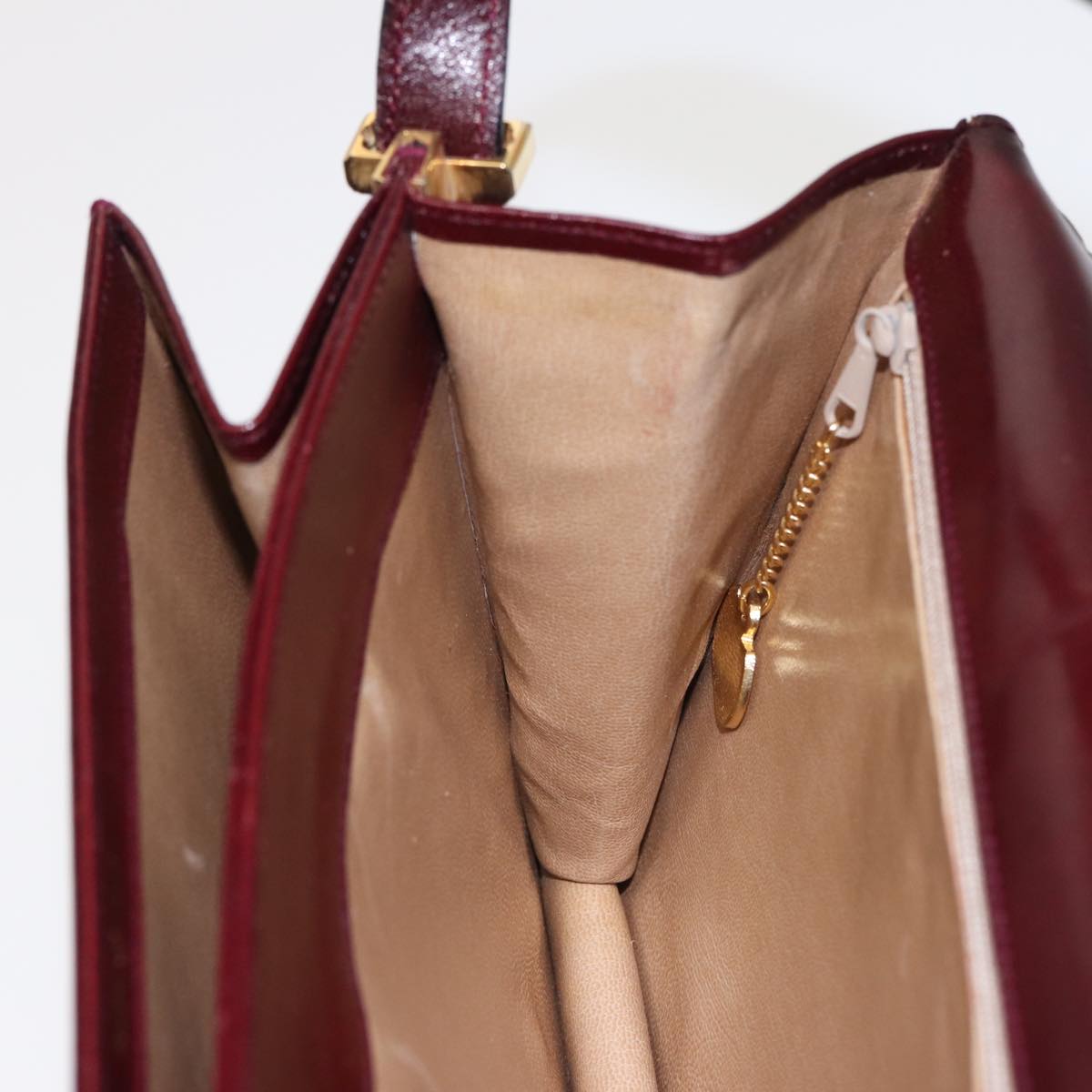 CELINE Shoulder Bag Leather Wine Red Auth 78766