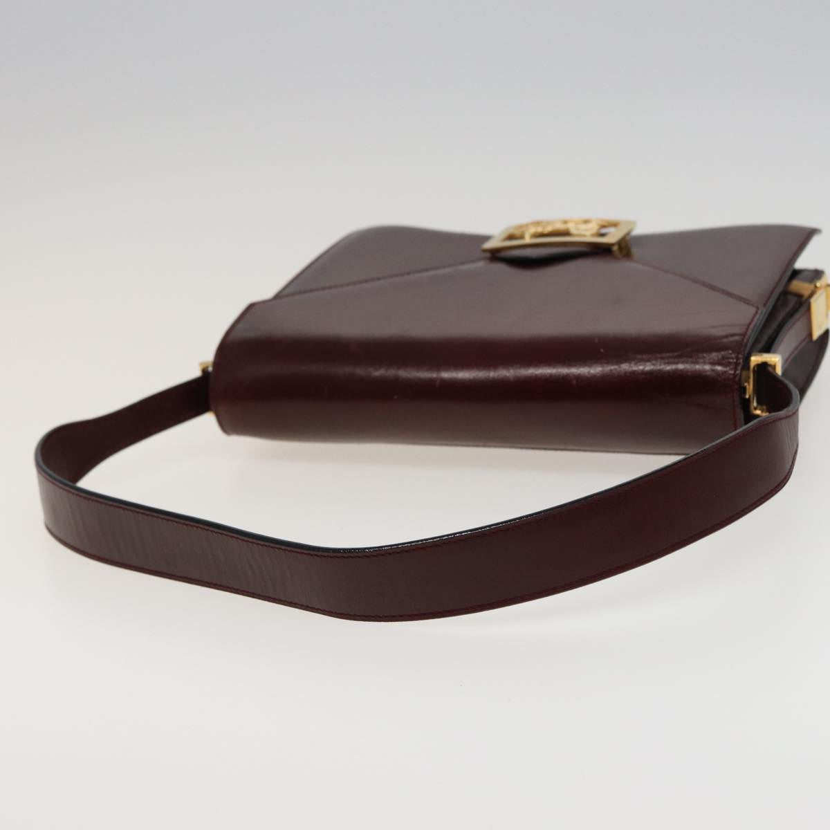 CELINE Shoulder Bag Leather Wine Red Auth 78766