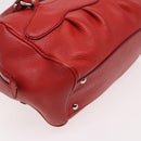 Salvatore Ferragamo Gancini Hand Bag Leather 2way Red Auth 78767-15