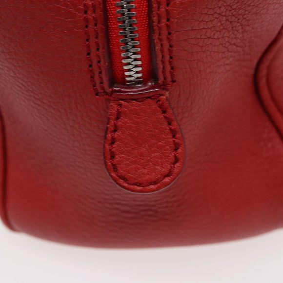 Salvatore Ferragamo Gancini Hand Bag Leather 2way Red Auth 78767