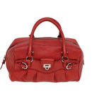 Salvatore Ferragamo Gancini Hand Bag Leather 2way Red Auth 78767-13