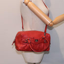 Salvatore Ferragamo Gancini Hand Bag Leather 2way Red Auth 78767-27