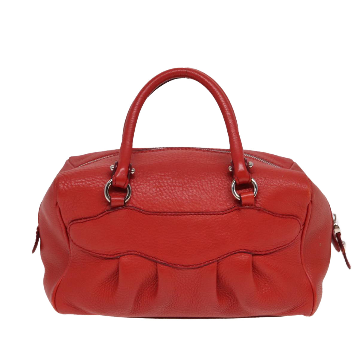 Salvatore Ferragamo Gancini Hand Bag Leather 2way Red Auth 78767 - 0